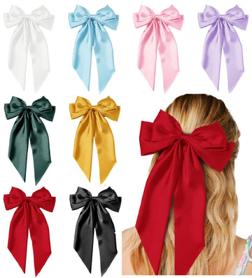 Tobeffect front view of eight colorful satin bows showing variety and styling options