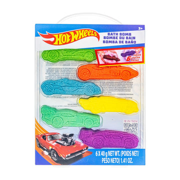 Townley Girl front packaging showing six Hot Wheels bath bombs and contents