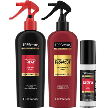 TRESemmé front packaging showing the three-piece blowout set and professional benefits