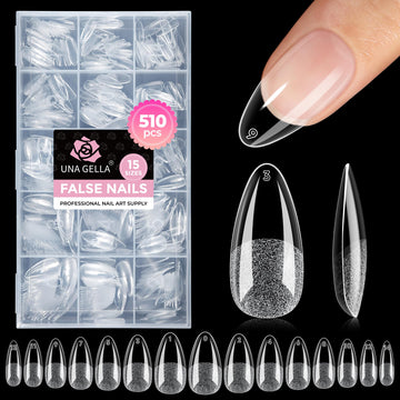 UNA GELLA front packaging showing 510-piece almond tips and brand