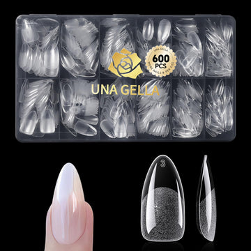 UNA GELLA front packaging showing almond gel tips and quantity benefits
