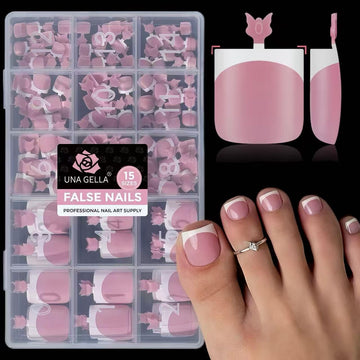 UNA GELLA front packaging showing berry pink French toe tips for instant pedicures