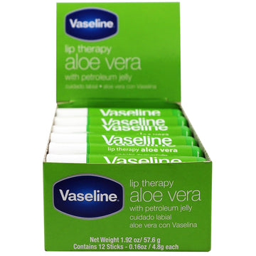 Vaseline box front showing 12-pack with Aloe for easy stocking