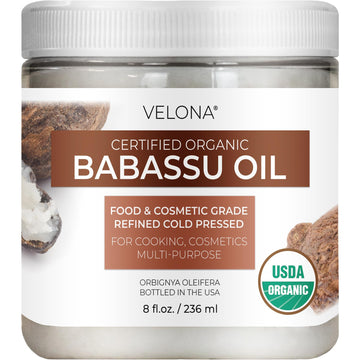 velona front bottle showing USDA organic label and clear oil benefits
