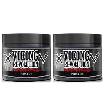 Viking Revolution front packaging showing twin pomade tins and product branding for reliable styling