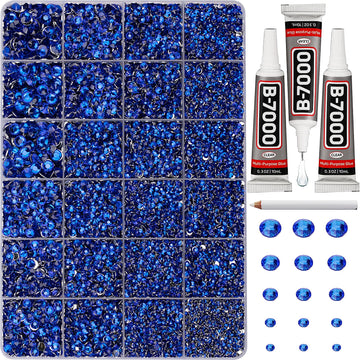 Worthofbest front packaging showing royal blue rhinestones and included tools for easy selection