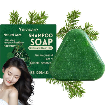 yoracare bar front view showing clean packaging and solid shampoo benefit