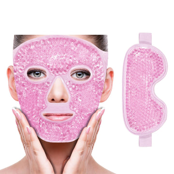 ZNÖCUETÖD front view of eye and face mask showing full set and benefits of dual therapy