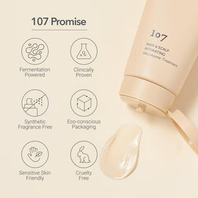 107 bottle next to recyclable packaging emphasizing eco-friendly
