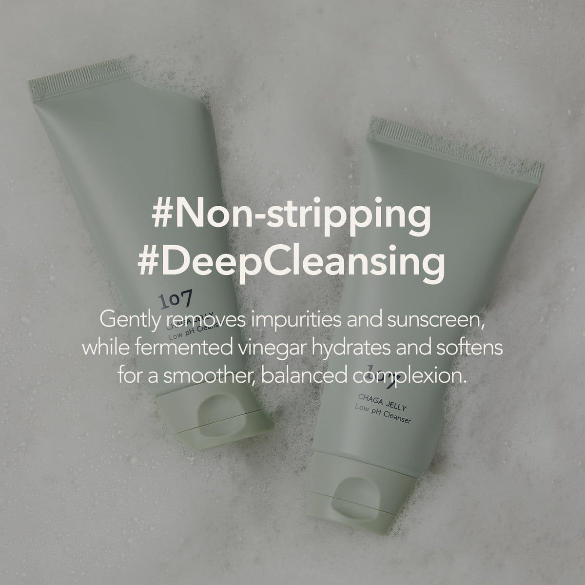107 gentle gel cleanser held in hand to show 4 fl oz size and scale