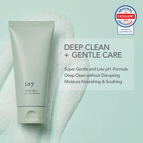 107 gentle gel cleanser clear gel texture closeup demonstrating gentle lather