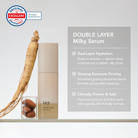 107 close pump dispense showing milky serum texture for quick absorption benefit