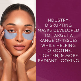 111SKIN patch applied under eye demonstrating de-puffing and brightening action