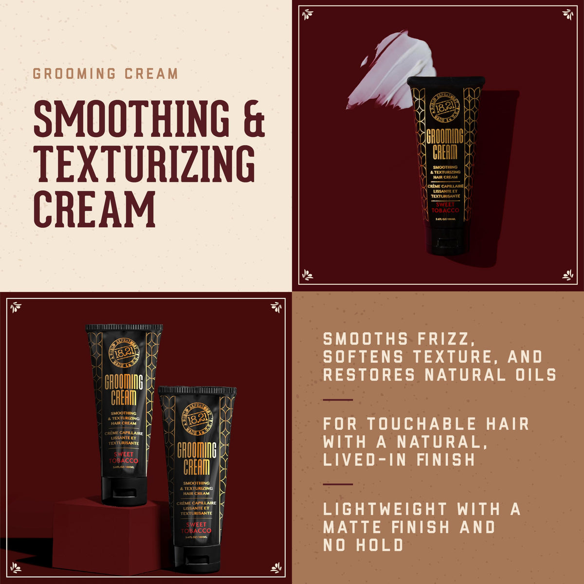 18.21 Man Made cream texture close-up illustrating lightweight smoothing benefit