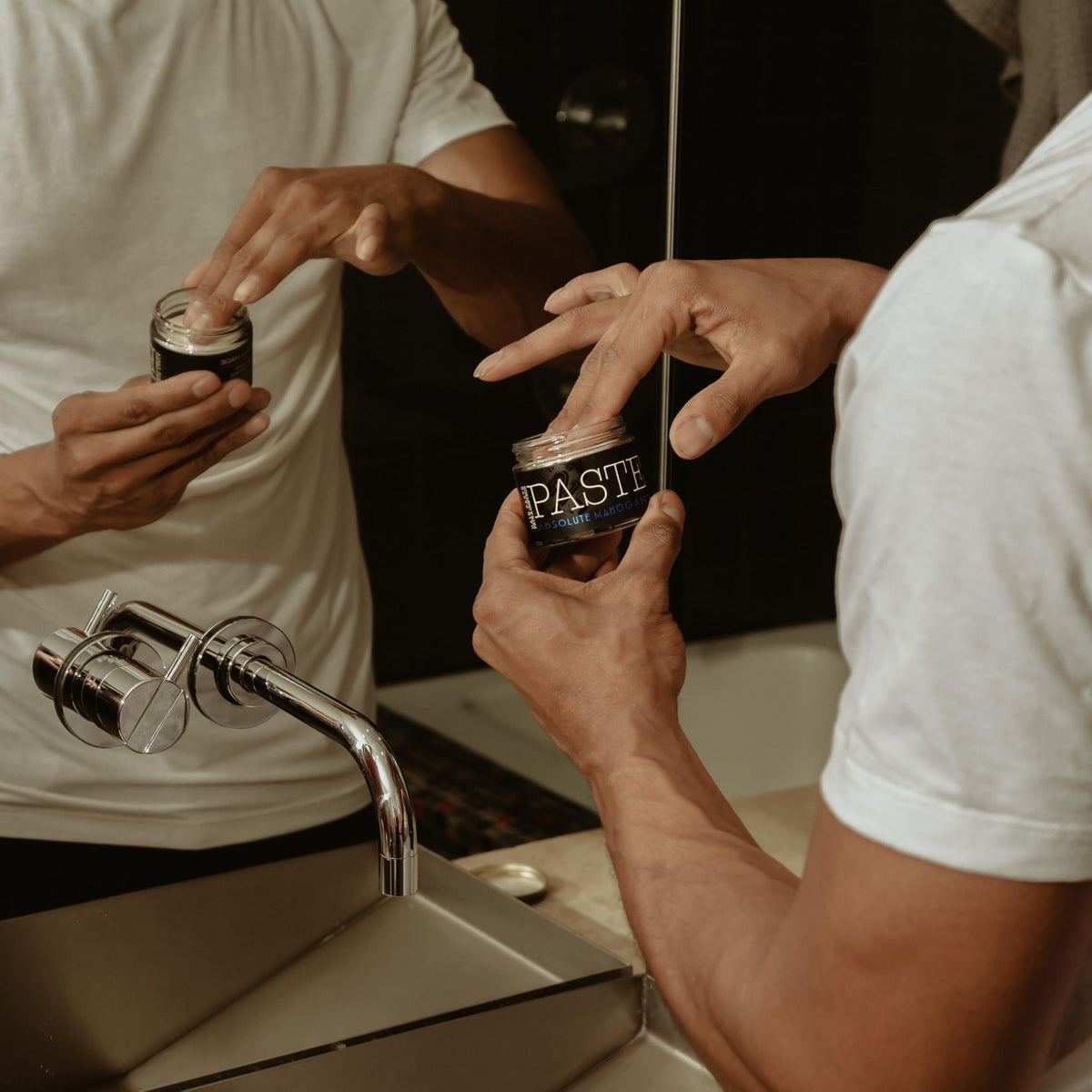 18.21 Man Made on bathroom counter lifestyle scene highlighting everyday grooming benefit