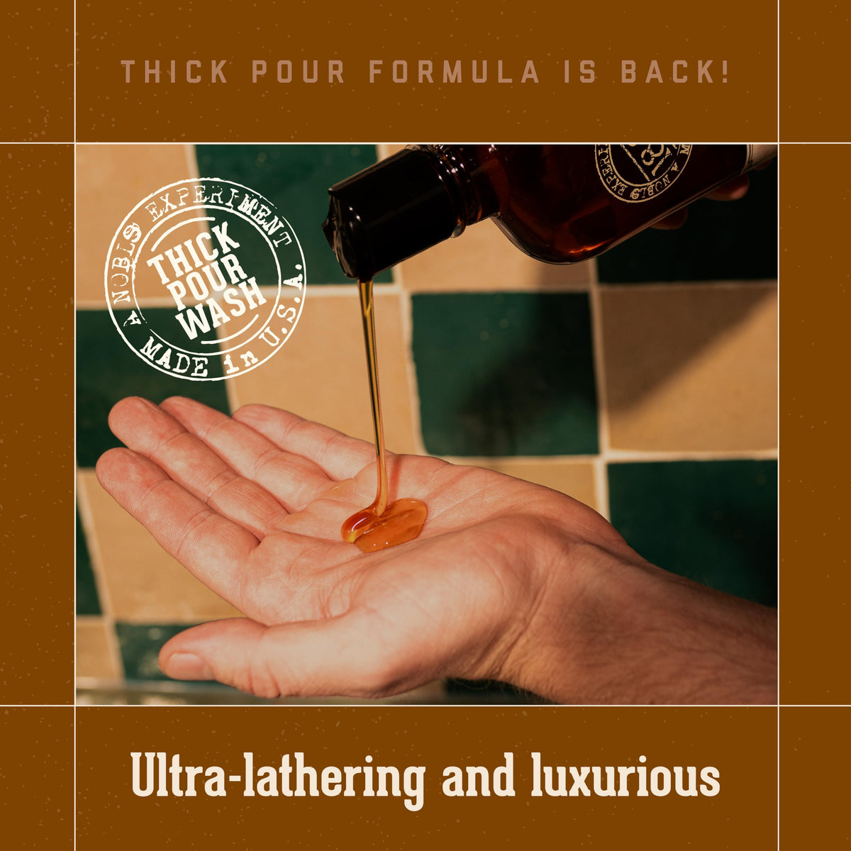18.21 Man Made pouring texture demonstrating rich lather and moisturizing benefit