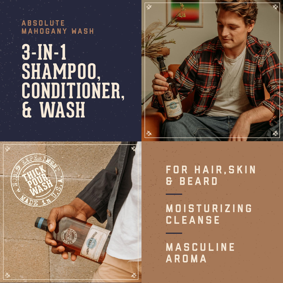 18.21 Man Made pouring wash in shower to show easy one-bottle use