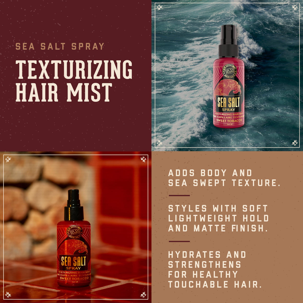 18.21 Man Made label close-up highlighting Sweet Tobacco scent and ingredient info