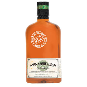 18.21 Man Made front label showing spiced vanilla scent and 18oz size for easy identification