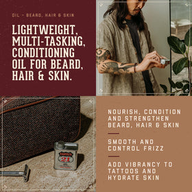 18.21 Man Made dropper applying oil to beard for quick styling benefit