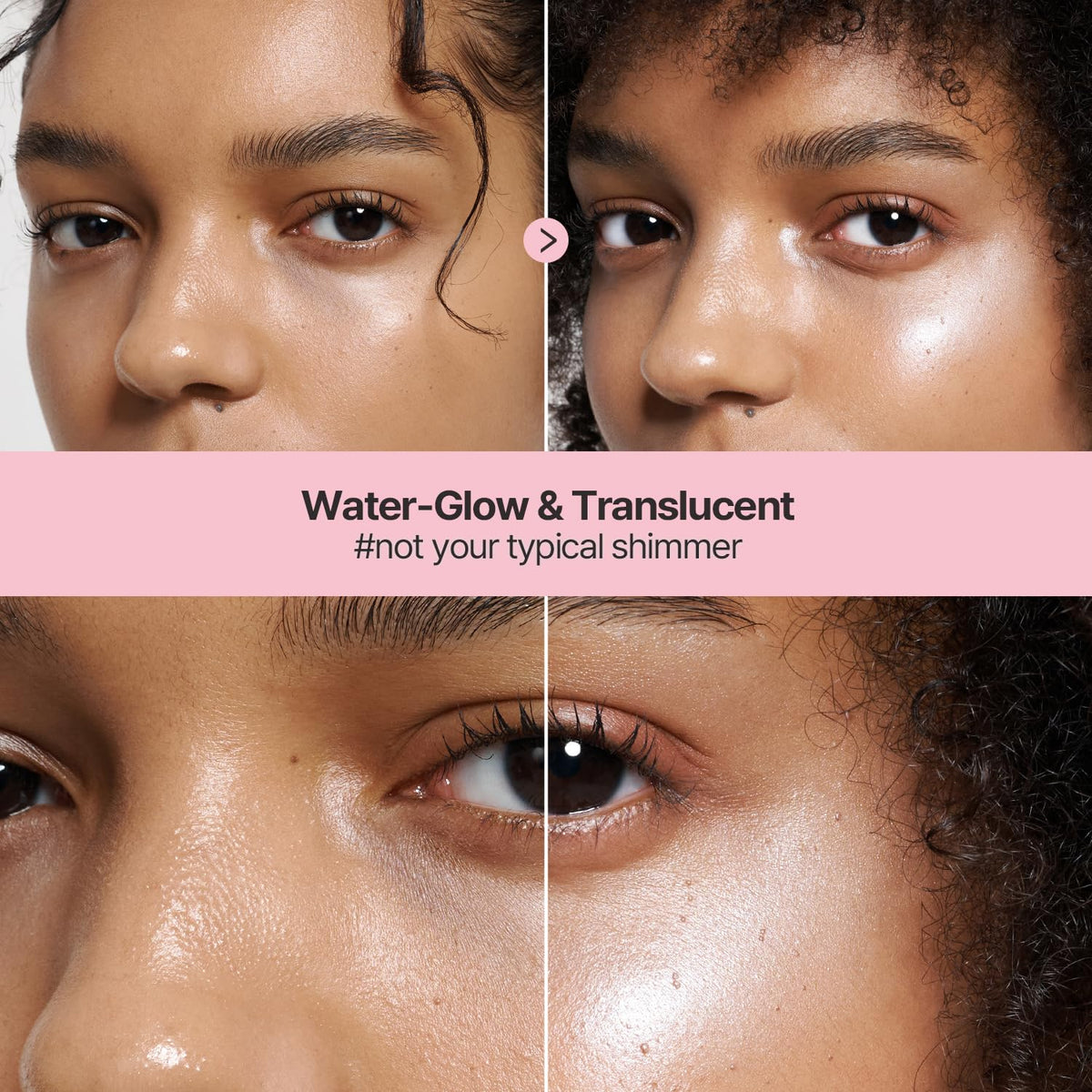 2aN model wearing Frosty on cheekbones for luminous, photo-ready glow