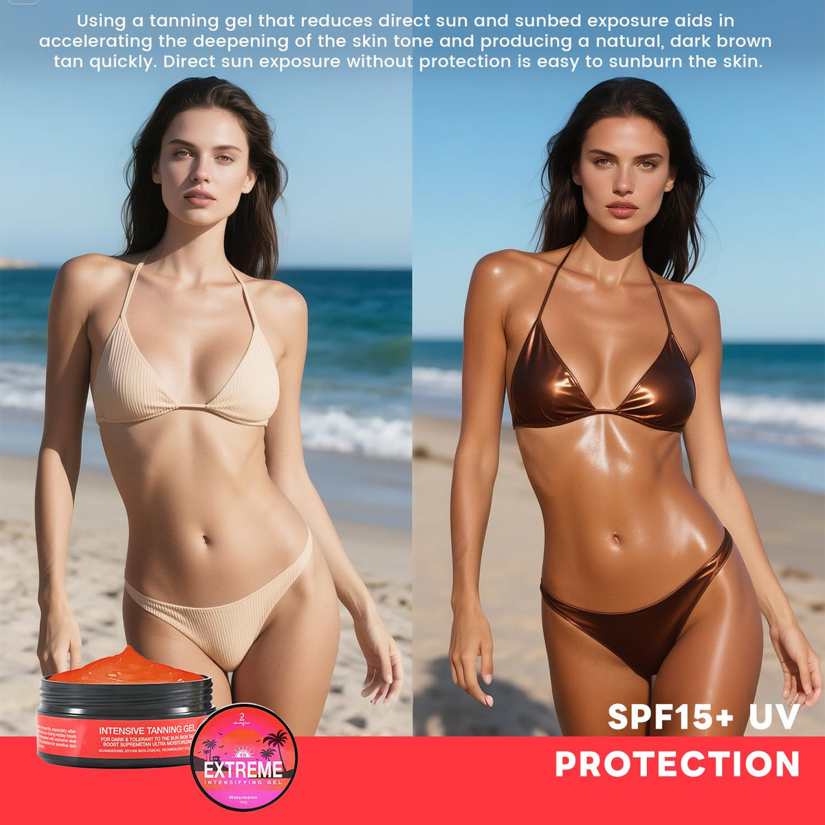 2Bmagic applied on forearm demonstrating immediate bronzing effect
