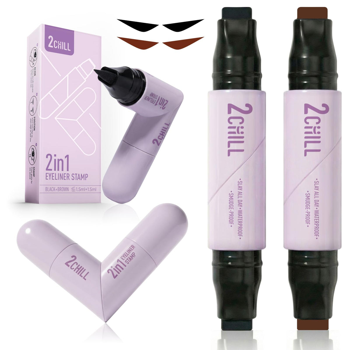 2CHILL dual-ended pen front view showing both colors and compact design