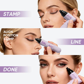 2CHILL applied on eye showing even cat-eye wings with symmetrical benefit