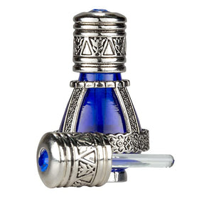 3 Arches USA blue cobalt vial front showing elegant design and protective glass