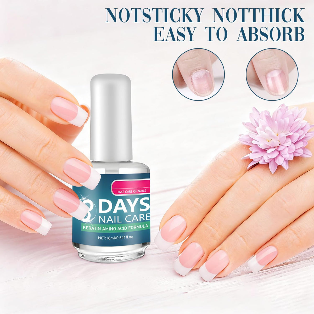 Generic 3 Days Nail Care serum texture on skin illustrating fast absorption