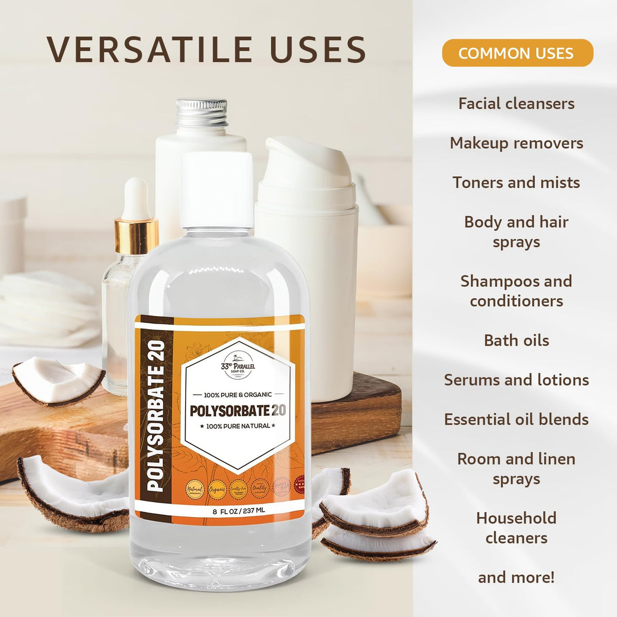 33RD PARALLEL SOAP CO. pouring Polysorbate 20 for easy dosing and precise formulation