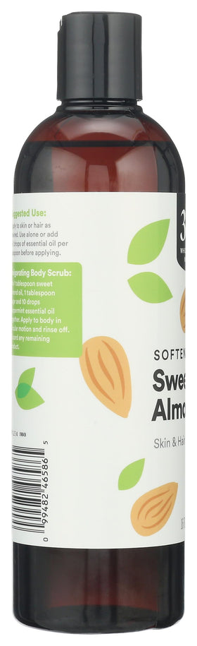rubbing 365 almond oil into hands to hydrate skin and soften rough areas