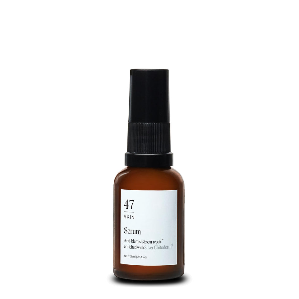 47 Skin front bottle showing product packaging and travel-ready size benefit