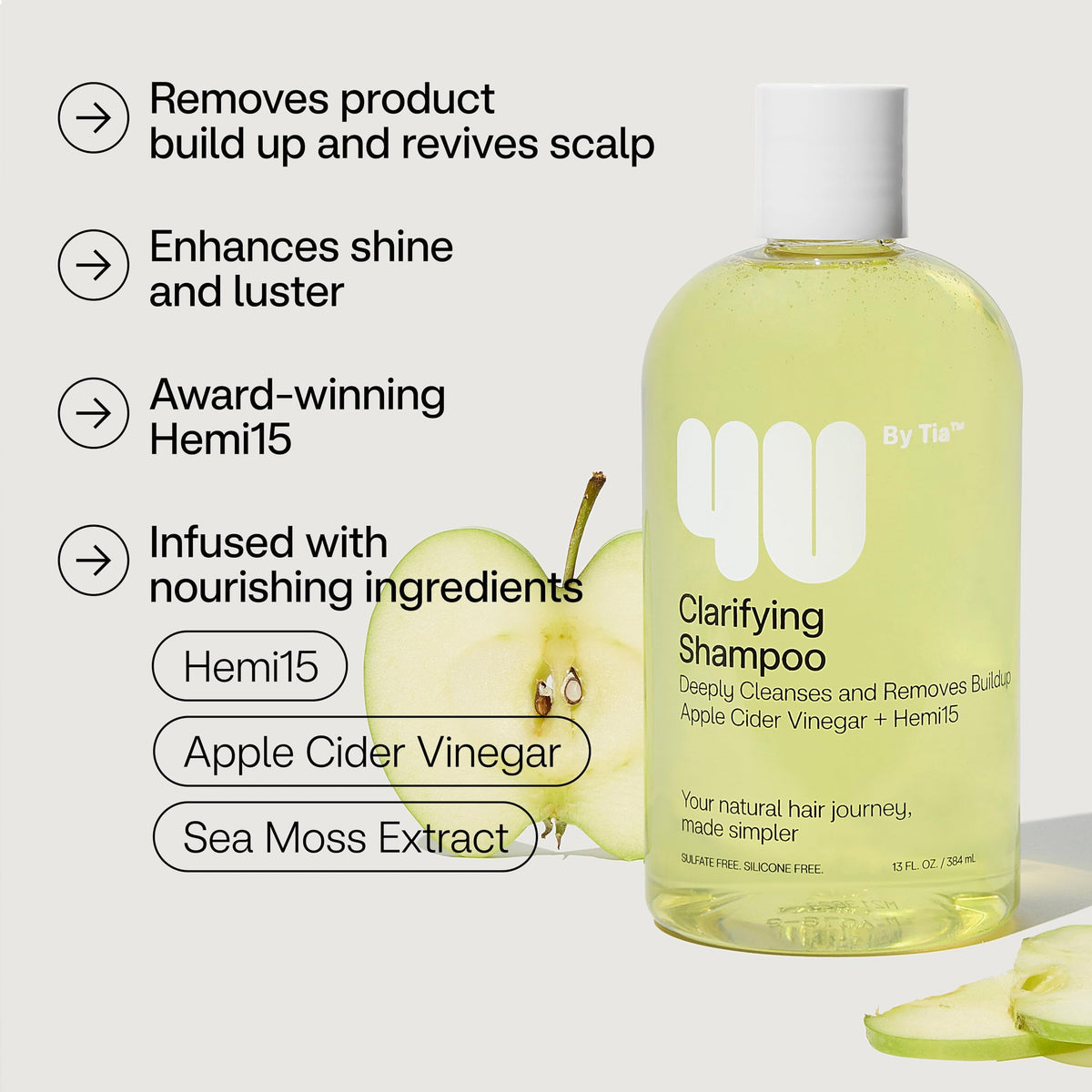 4U by Tia shampoo being poured to show lightweight texture and easy application for oily hair