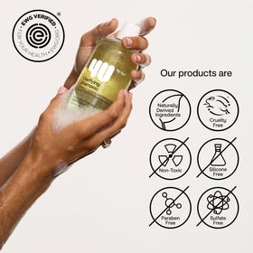 4U by Tia shampoo in hand demonstrating lather and control for targeted scalp cleansing