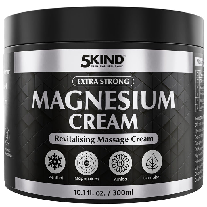 5Kind magnesium cream front tube showing clean clinical packaging and product benefit