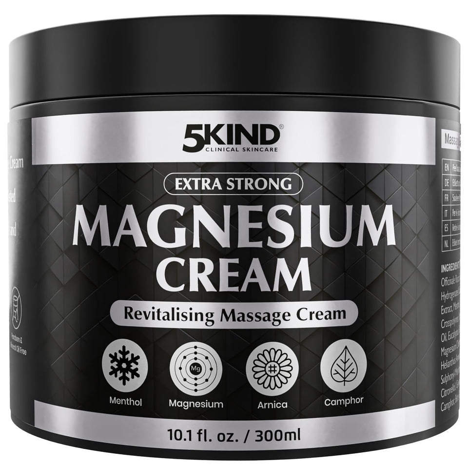 5Kind magnesium cream front tube showing clean clinical packaging and product benefit