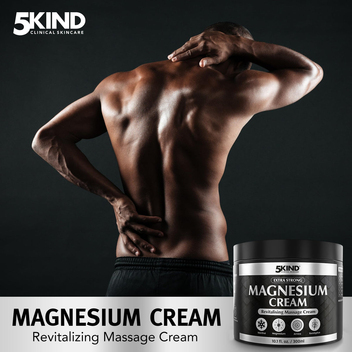 5Kind magnesium cream open jar texture demonstrating creamy absorbent formula benefit