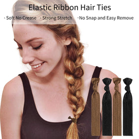 79STYLE hair tie in a ponytail on dark hair demonstrating gentle hold