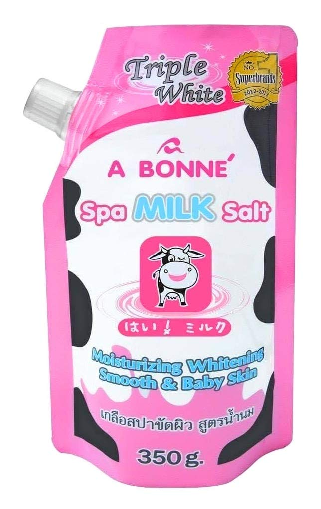A Bonne' spa milk salt jar front label showing product and weight for easy identification