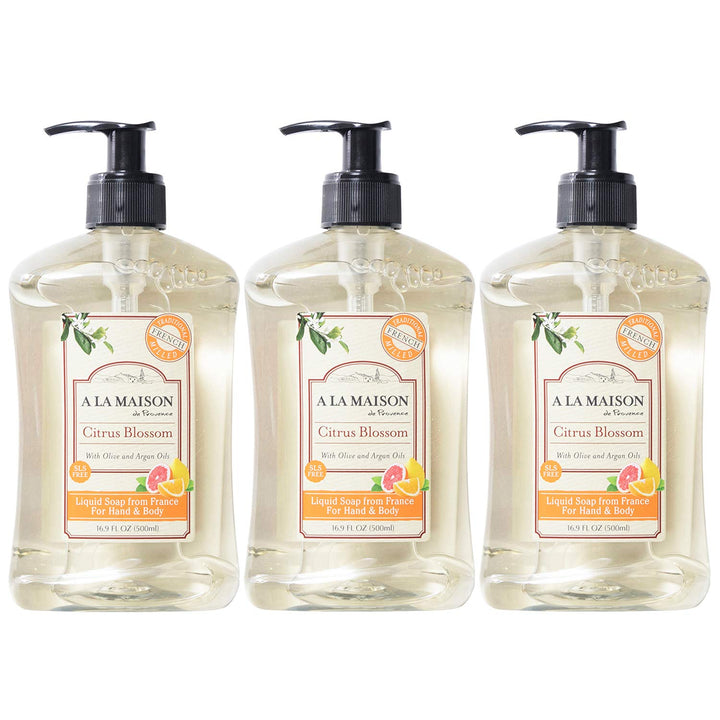 A LA MAISON front packaging showing three bottles and citrus labels, highlighting value