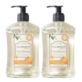A LA MAISON front packaging showing elegant bottle and citrus scent benefit