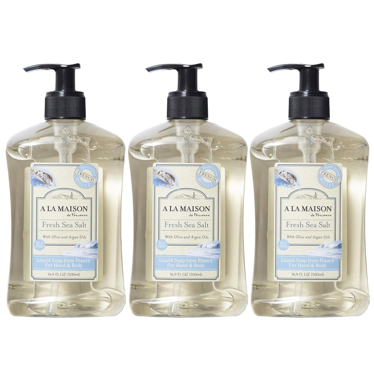 A LA MAISON front packaging showing fresh sea salt scent and eco benefits