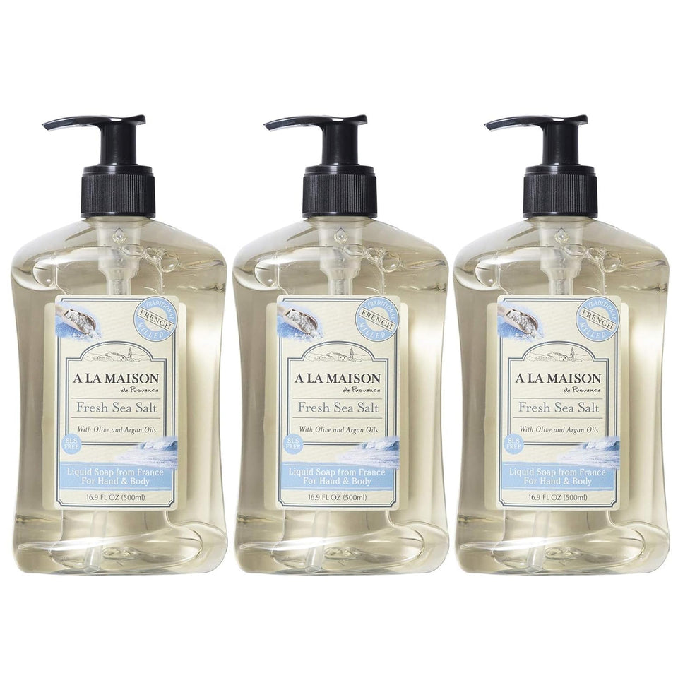 A LA MAISON front packaging showing fresh sea salt scent and eco benefits