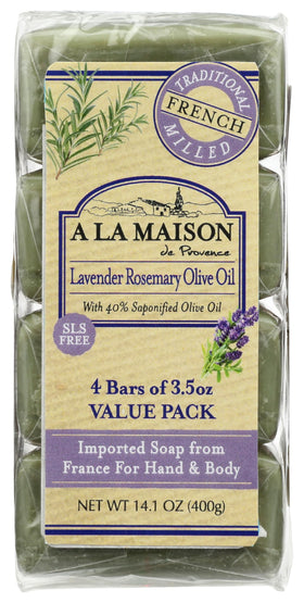 A LA MAISON front packaging showing four bars and clear product benefits