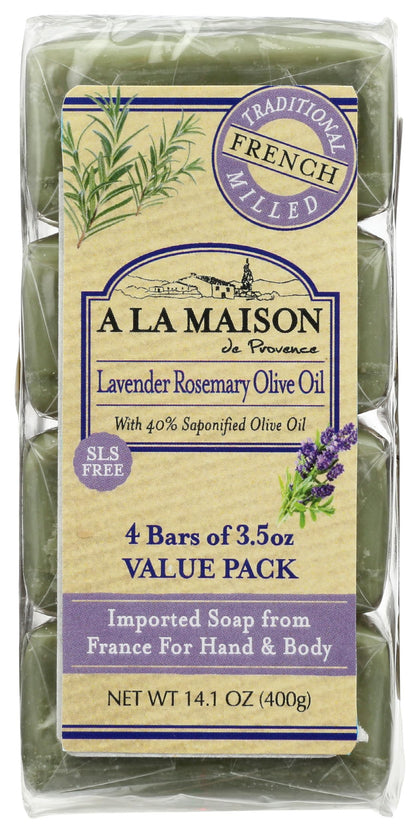 A LA MAISON front packaging showing four bars and clear product benefits