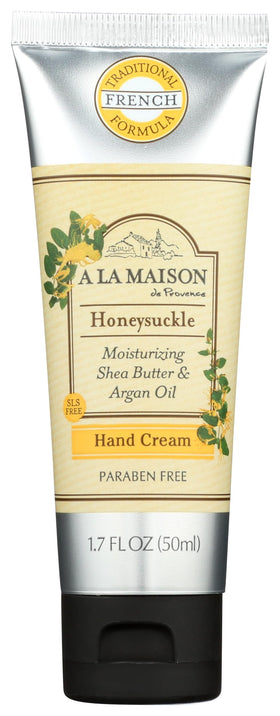 A LA MAISON honeysuckle front tube showing compact travel-friendly pack and soothing scent