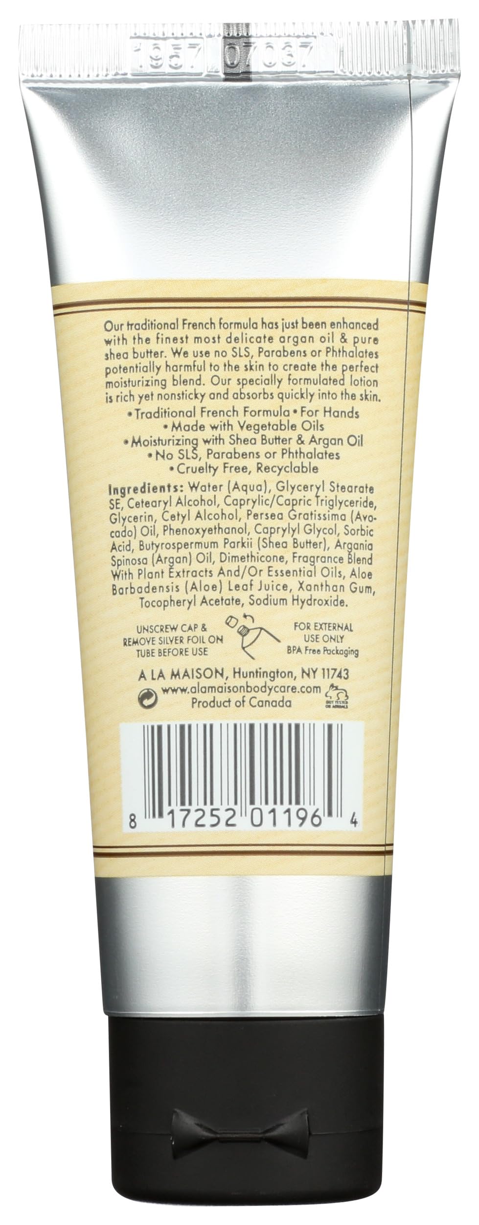 A LA MAISON honeysuckle cream texture close-up showing smooth, quick-absorbing formula