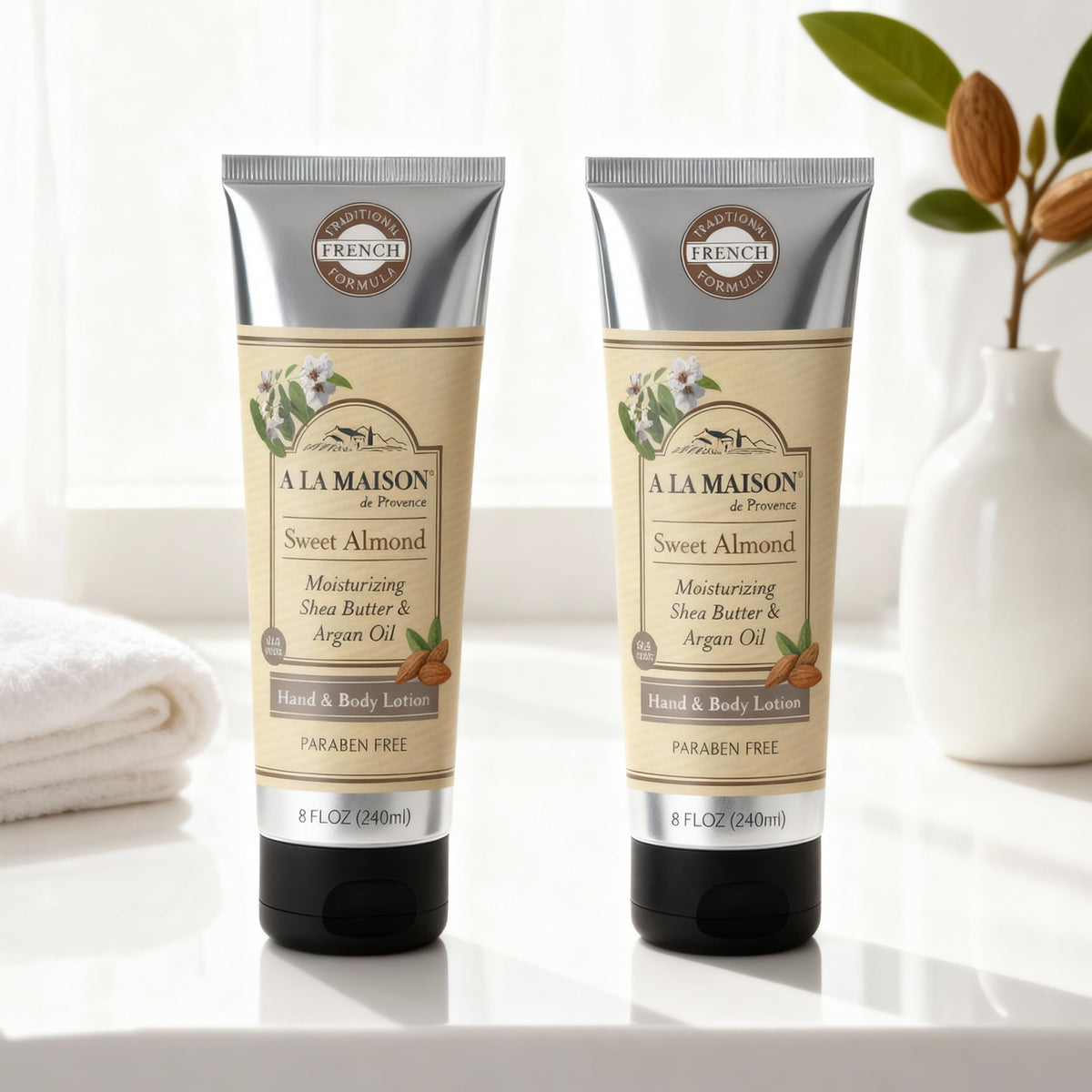 A LA MAISON arranged argan and shea ingredients highlighting nourishing benefit
