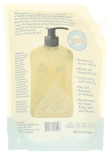 A LA MAISON refill pouch back label with ingredients and origin details
